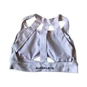 Alphalete Womens Light Purple Ribbed Cage Back Sports Bra Front Cutout Small